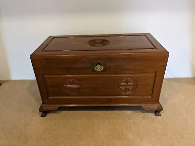 Asian Rosewood Camphor Wood Chest Hand Carved Storage Blanket Box Furniture • £290