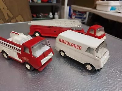 3 Small Vintage Tonka Metal Firetruck Lot Ambulanceutility Truck Ladder Truck • $9.99