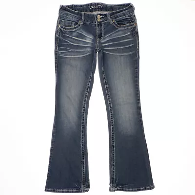 Vanity Jeans Womens Size 26 Original Bootcut Low Mid Blue Denim Stretch 27 X 27 • $18.99