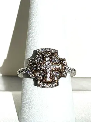 925 Sterling Silver & Cz Maltese Cross Ring Size 9 • $35