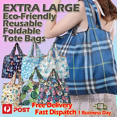 EXTRA LARGE Reusable Shopping Bag Eco-Friendly Foldable Tote Long Handle Grocery • $24.95