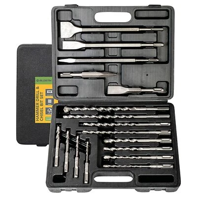 £20.99 • Buy BLOSTM SDS Plus Hammer Drill & Chisel Bit Set Masonry Concrete Tile Brick 17PCS