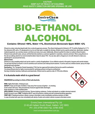 99% Bio-Ethanol Alcohol20 Litre Ethyl Alcohol - Made In Australia Natural • $125