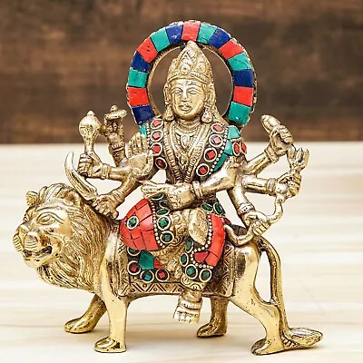$73 • Buy Durga Maa Goddess Durga On Lion Statue Brass Kali Maa Hindu Goddess Idol 6 Inch