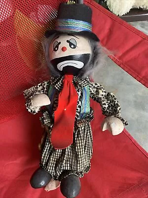 Vintage  Paper Mache Sad Clown Figure Hat With Bee 18” • $12