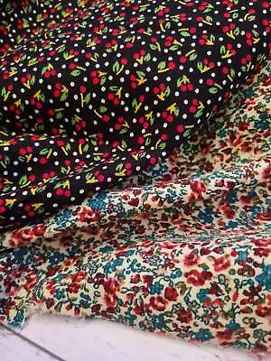 Ditsy Floral / Berries 100% Cotton Needlecord Babycord Fabric Per 1/2m • £4.50