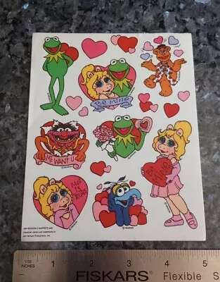 Vintage Stickers Muppets Kermit Miss Piggy Hearts Sticker Sheet VTG 80s • $12.98