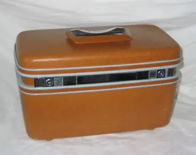 Vintage Samsonite Luggage MOTTLED BROWN SILHOUETTE Vanity Overnight Train Case • £27.55