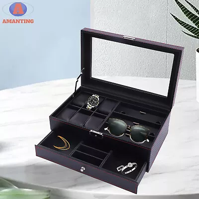 Mens Watch Box Case Organizer Watches Holder Jewelry Storage Display Jewelry US • $35