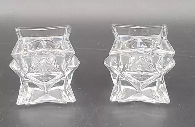 Vintage Star Shaped Lead Crystal Tapered Candlestick Holders • $11.99