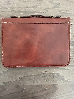 Vera Pelle Leather Document Case With Handle And Zipper • $75