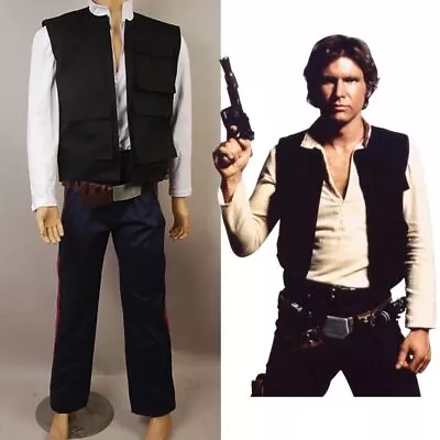 Han Solo Costume Cosplay Men Star Wars 4 A New Hope ANH Outfit Pants Shirt Vest • £71.99