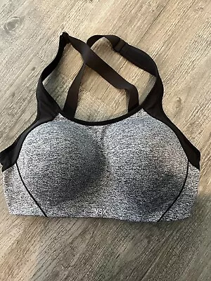 VSX Sport By Victorias Secret Sports Bra 36D Strap Gray Black Gym • $14.99