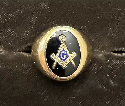 Vintage 10k Yellow Gold Men's Freemason Masonic Ring • $290