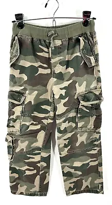 Mini Boden Camo Cargo Pants Boys Size 10 Green Brown Pull On Military Pockets • $19.95