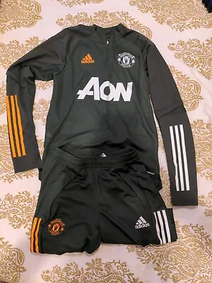 Adidas FULL SET Manchester United Mens S Long Sleeve Warm Up Quarter Zip + Pants • $70