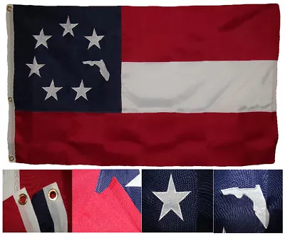 3x5 Embroidered Florida 1st National 7 Star 600D 2Ply Nylon Flag 3'x5' 3 Clips • $42.88