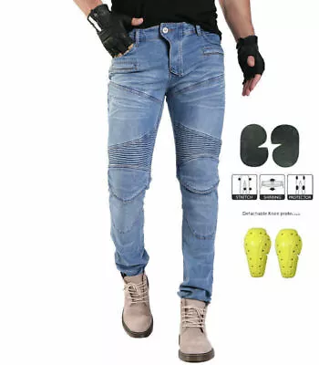 Mens Motorcycle Jeans Motorbike Pants Racing Trousers Hip Kneepad Protect Gear • $78.98