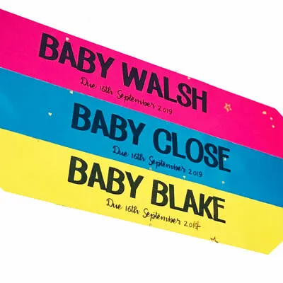 Baby Name Due Date Personalised Baby Shower Sash Mum To Be Decoration Accessory • £4.95