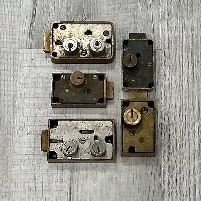 $34.99 • Buy VTG LOT Safe Deposit Box Lock Replace Single Lock Double No Keys Brass Door