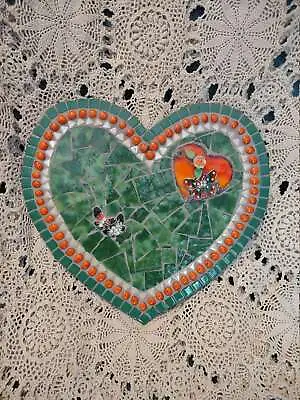 Hearts & Butterflies - Handmade Mosaic Heart • $68