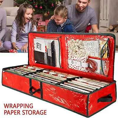 Christmas Wrap Wrapping Organizer Decoration Paper Storage Bag Tidy Gift AU • $19.14