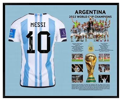 $1995 • Buy Lionel Messi 2022 World Cup Argentina Champions Signed Jersey Framed Coa