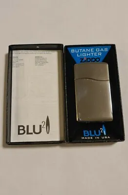 Zippo Blu2  HIGH POLISH CHROME  Butane Blue Flame Lighter EXTREMELY RARE • $244