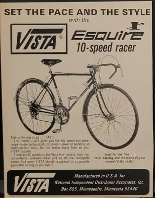 1968 Vista Esquire 10 Speed Racer Bicycle Bike Print Ad  • $7.99