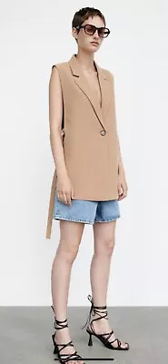 Zara Women’s Vest With Vents Camel Beige  Nude Size S • $24.95