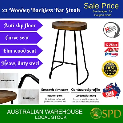 $182.28 • Buy 2x Vintage Tractor Bar Stool Retro Bar Stool Dining Chairs Curve Seat Heavy Duty