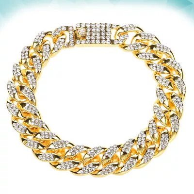Men's Hip Hop Jewelry Gold Plated Bracelet Chain Crystal Link Bracelet • $10.35