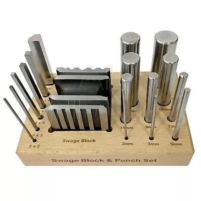 Swage Block & Punch Set 17pcs Steel Dapping Shaping Forming Craft 16 Punches • £38.99