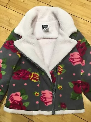 MACK & CO Fleece Jacket Coat Top Floral Flower Rose Winter Warm Sweater 4T 4 • $29.99