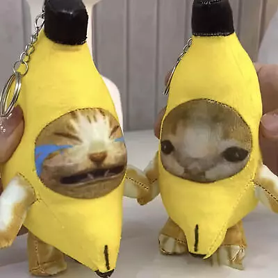 Banana Cat Plush Pendant Cute Crying Banana Cat Funny Keychain Pendant Keyring • $8.45