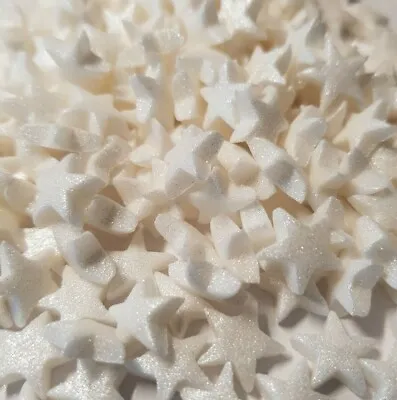 100 White Sparkle Edible Stars Snow Frozen Cake Topper Cupcakes • £4.69