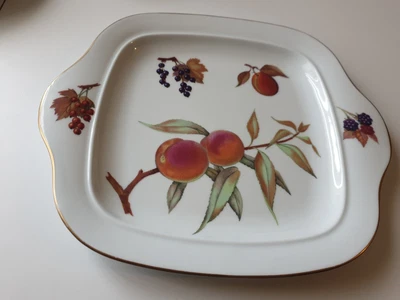 £12 • Buy Vintage Royal Worcester Evesham Gold Cake Serving Plate Square 2 Handles