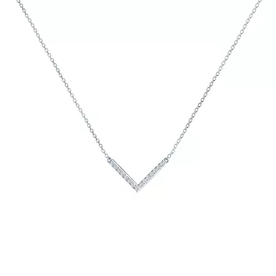 0.30 Ct Round Cut Genuine Diamond  V  Shape Pendant Necklace 925 Sterling Silver • $161.24