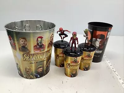 Marvel Avengers Infinity War TIN Metal Popcorn Bucket Bucket With 4 Cups • $34.95