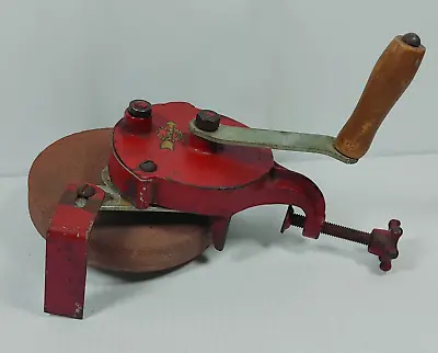 Vintage Prairie Tool Co C-6 RED Bench Mount Hand Crank Utility Grinder Sharpener • £53.94