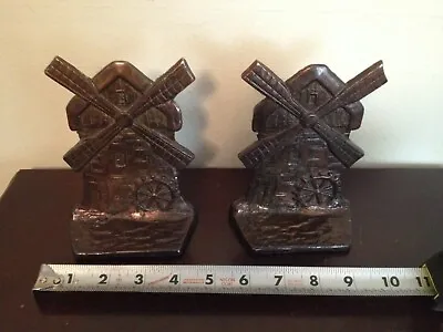 Vintage Cast Iron Dutch Windmill Bookends Pair Please See Pictures & Read Ad • $35