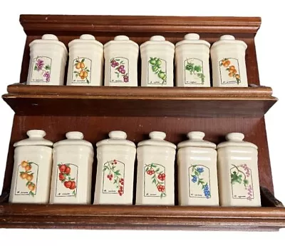 Vintage Retro Elgin 1989 Hanging Wood & Ceramic Spice Rack See Description  • $39