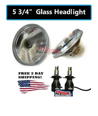 1 Pair 5 3/4  Round H5006/5001 H4 Conversion Headlight+h4 Led White Bulbs Hlr5lf • $75.99