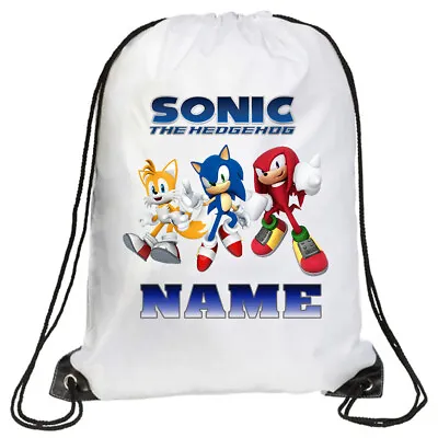 £8.50 • Buy Kids Personalised Drawstring Bag Swimming PE Bag Sonic Theme Any Name 