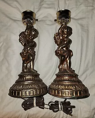 Vintage Accurate Cast A 4404 Metal Cherub Lamps • $39.99