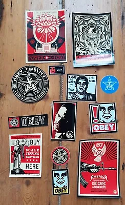 SHEPARD FAIREY Obey Giant 13 Stickers Set 4 Large Rare Unsigned Print HPM • £16