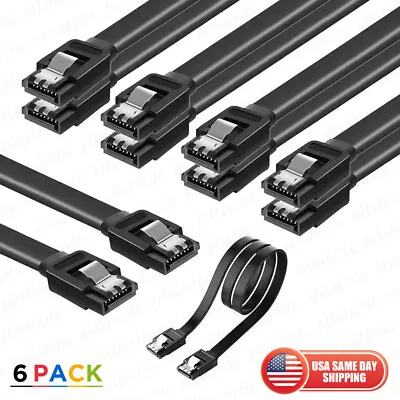 6pack SATA Cable III 6Gbps Straight HDD SDD Data Cable With Locking Latch 15 In • $9.99