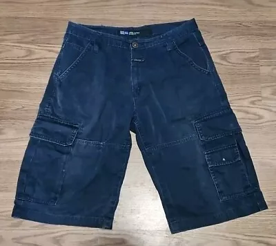 Marithe Francois Girbaud Blue Biker Cargo Relaxed Fit Shorts Size 36 • $26.95