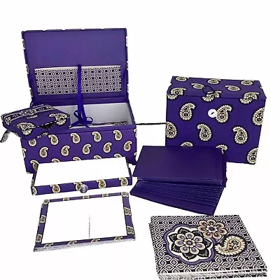 Vera Bradley Simply Violet Stationary Gift Set Post-it Note Holder Cards Plus • $39.99