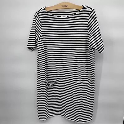 J. Jill Boat Neck Nautical Stripe Striped Cotton T-shirt Dress With Pockets Med • $27